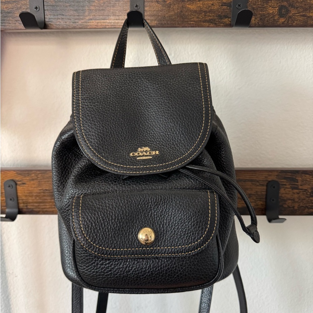 Coach black mini backpack